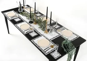 Runner Amerikan Seti Sienal Nature Nakışlı Beyaza Siyah 13 Parça