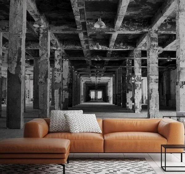 endustriyel loft fabrika gorunumlu 3d derinlikli duvar kagidi