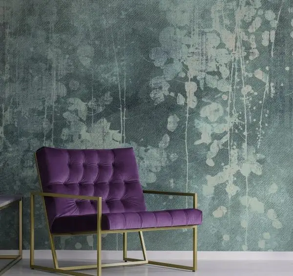 Antrasit Zeminli Neon Renkli Çizgili Yaprak Duvar Kağıdı Yılmaz Home Collection