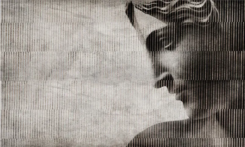 Trendyol ve Hepsiburada'da aranan glitch efektli antik heykel duvar kağıdı, modern ofis dekorasyonu için Edofleks ve Dekoros stili antrasit dijital baskı poster.