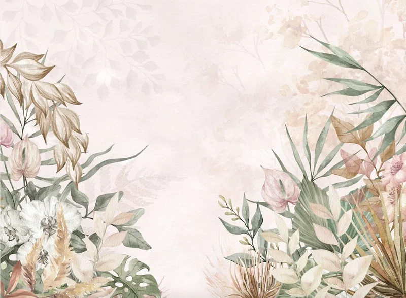 Trendyol pastel tonlarda antoryum ve palmiye yapraklı duvar posteri bursa ve Hepsiburada lüks soft tropikal bitki desenli duvar kağıdı modelleri