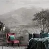 Trendyol gri dağ manzaralı sanatsal duvar posteri bursa ve Hepsiburada monochrome gravür desenli kıyı manzarası duvar kağıdı modelleri bursa