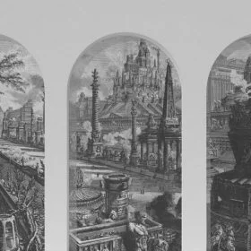 zaman yolculugu antik roma kemerli gravur 3d duvar kagidi