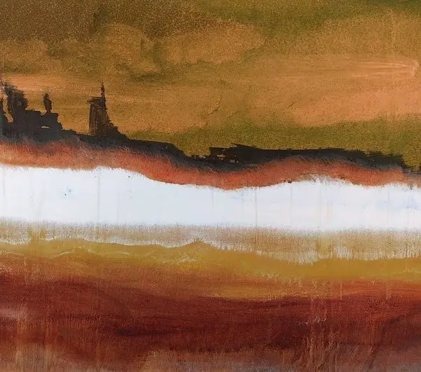 Toprak Tonlarında Yağlı Boya Efektli Sanatsal Soyut Duvar Kağıdı Uygulaması