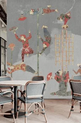 mistik festival akrobatlar ve fil temali 3d duvar kagidi