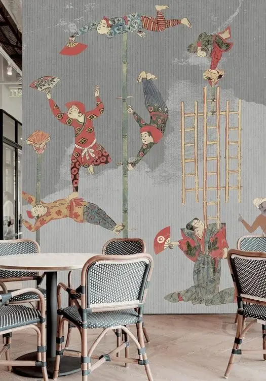 mistik festival akrobatlar ve fil temali 3d duvar kagidi