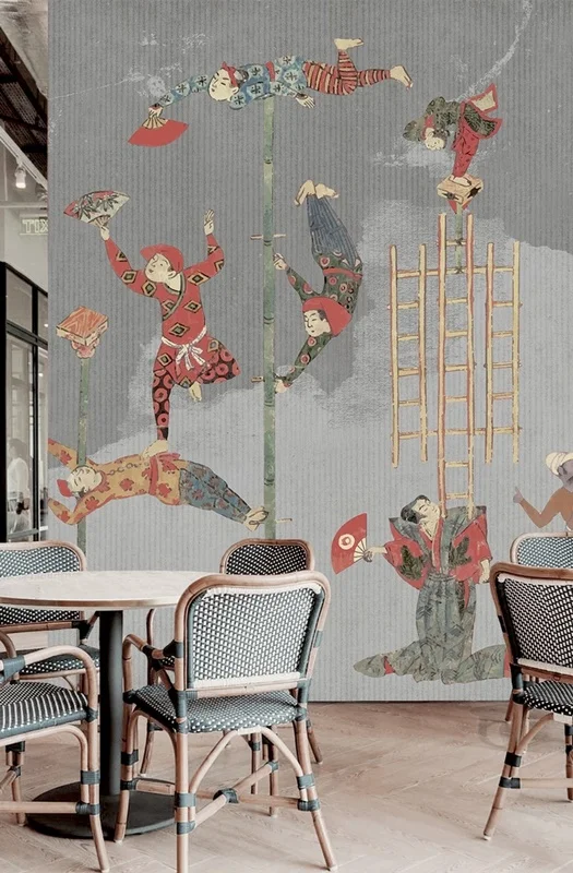 mistik festival akrobatlar ve fil temali 3d duvar kagidi