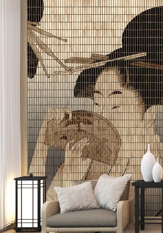 golge dansi geysa portreleri ve hasir dokulu 3d duvar kagidi