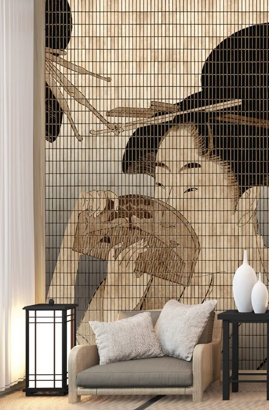 golge dansi geysa portreleri ve hasir dokulu 3d duvar kagidi