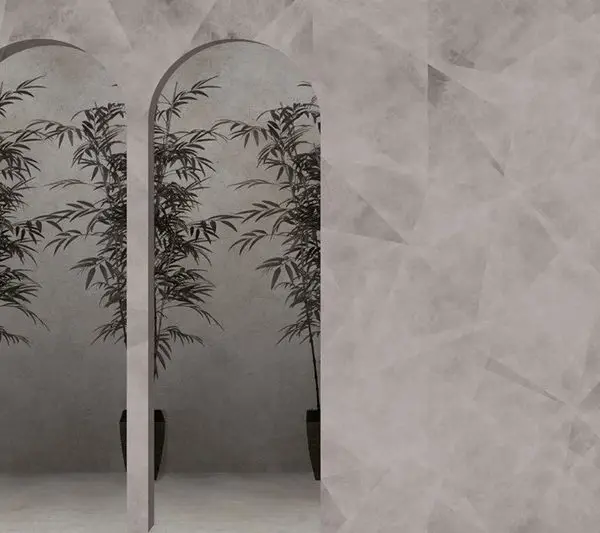 isik bahcesi modern bambu siluetli 3d kemerli duvar kagidi