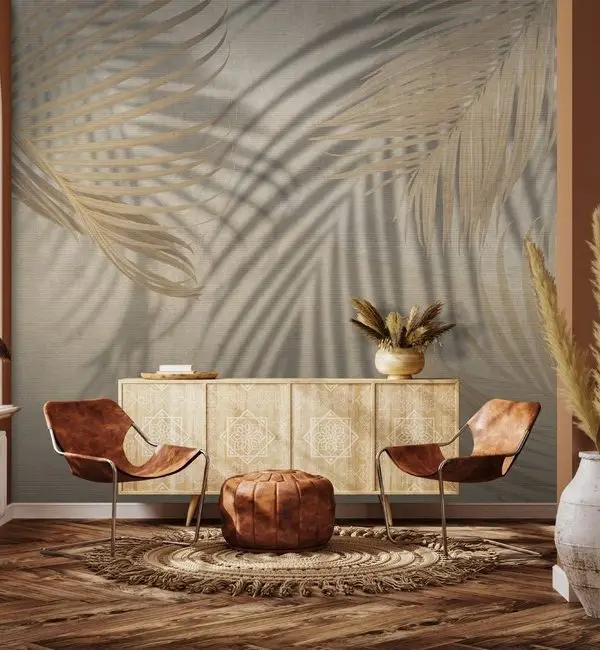 Trendyol antrasit gri eskitme zeminli palmiye yaprağı duvar posteri bursa ve Hepsiburada beton dokulu gölge efektli tropikal duvar kağıdı modelleri