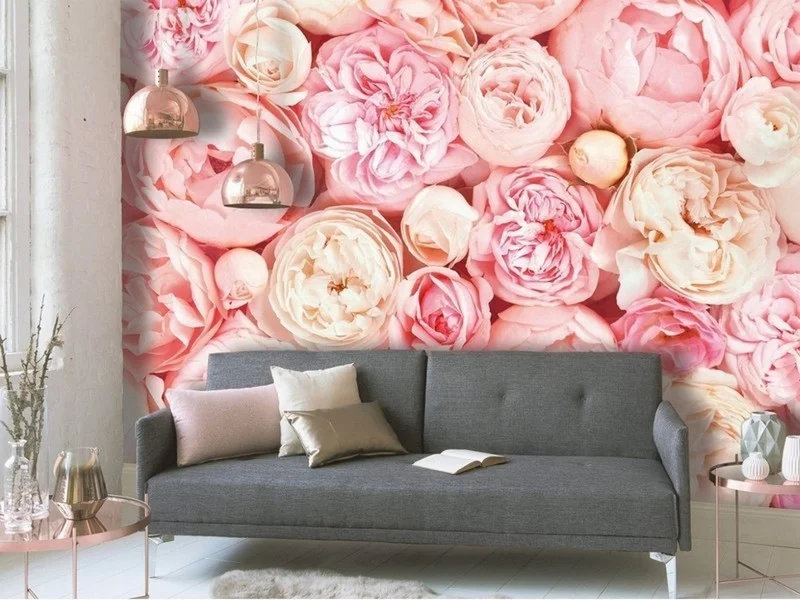Trendyol pudra pembe şakayık çiçekli dekoratif duvar posteri bursa ve Hepsiburada lüks şakayık desenli duvar kağıdı modelleri