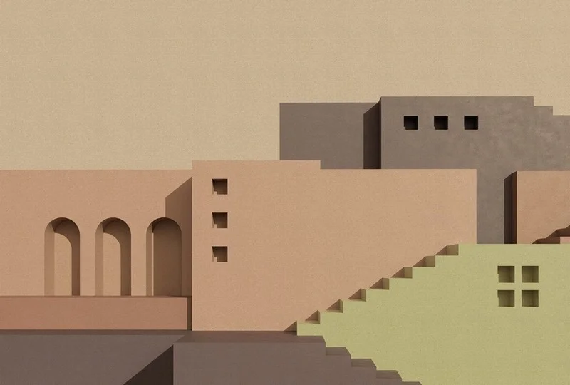 minimalist geometrik mimari ve kemerli 3d duvar kagidi