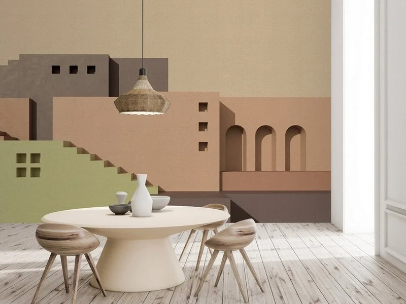 minimalist geometrik mimari ve kemerli 3d duvar kagidi