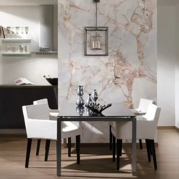 Beyaz zeminli rose gold damarlı lüks mermer 3d dijital baskı duvar kağıdı