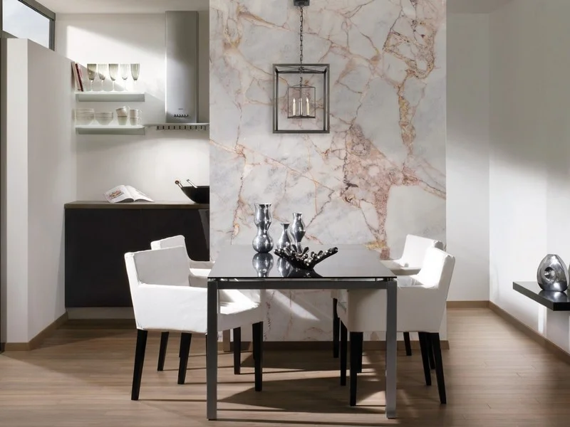 Beyaz zeminli rose gold damarlı lüks mermer 3d dijital baskı duvar kağıdı