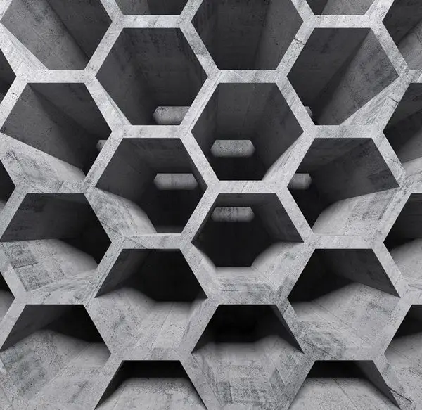 beton gri uc boyutlu bal petegi temali duvar kagidi modern mimari