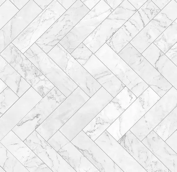 Gri Damarlı Beyaz Mermer Bloklarının Balıksırtı Dizilimli Geometrik Modern Duvar Kağıdı