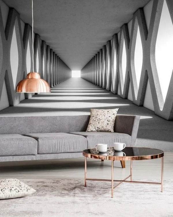 modern mimari koridor ve sonsuz derinlik 3d duvar kagidi