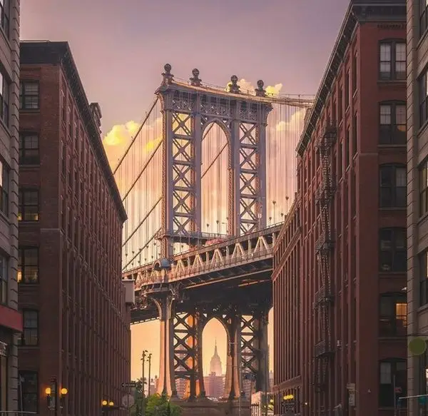 new york manhattan koprusu ve sokak manzarasi 3d duvar kagidi