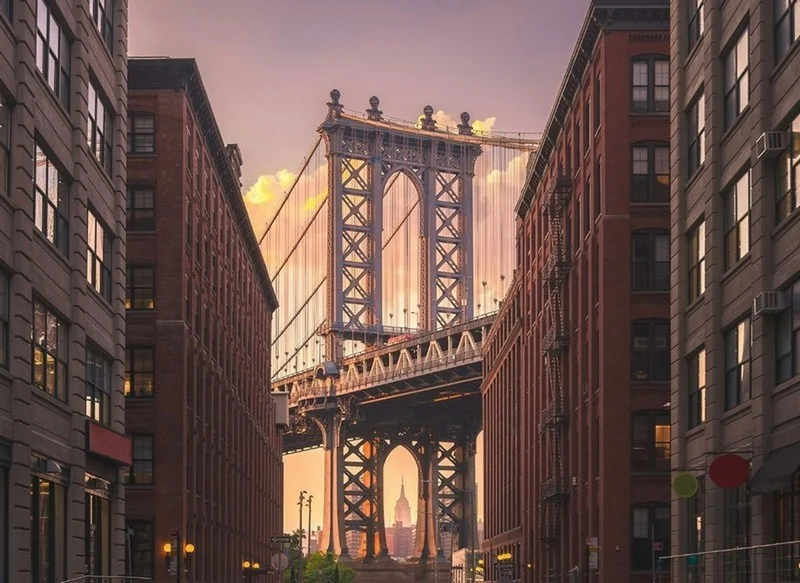 new york manhattan koprusu ve sokak manzarasi 3d duvar kagidi