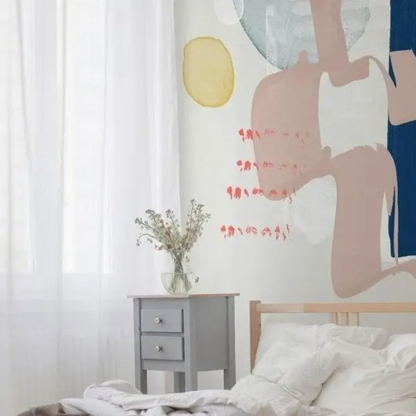 soyut geometrik formlar ve toprak tonlari modern duvar kagidi sanatsal dekorasyon