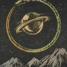 sonsuz dongu saturn ve mistik ouroboros temali 3d duvar kagidi