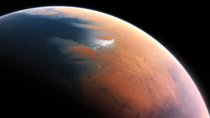kizil gezegen mars yuzeyi ve uzay atmosferi temali 3d duvar kagidi