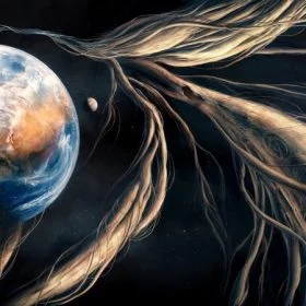 evrensel bag dunya ve kozmik kordon temali 3d duvar kagidi