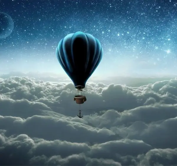 bulutlarin otesi mavi balon ve yildizli gokyuzu temali 3d duvar kagidi