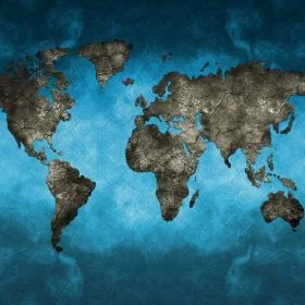 atlantis toprak atlasi derin mavi zemin uzeri catlak dokulu 3d dunya haritasi duvar kagidi