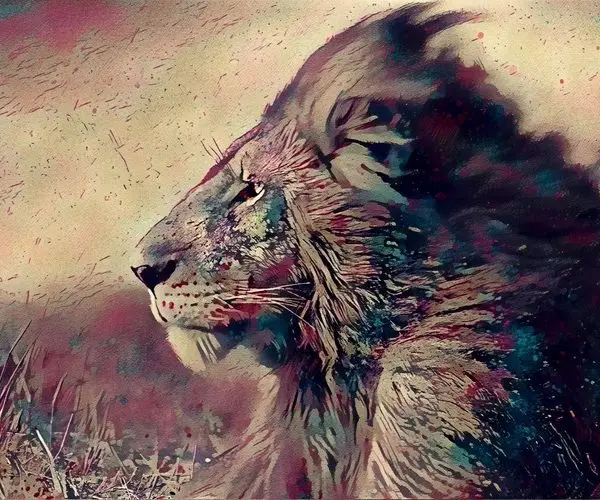 murdum detayli sanatsal aslan 3d hayvan temali duvar kagidi