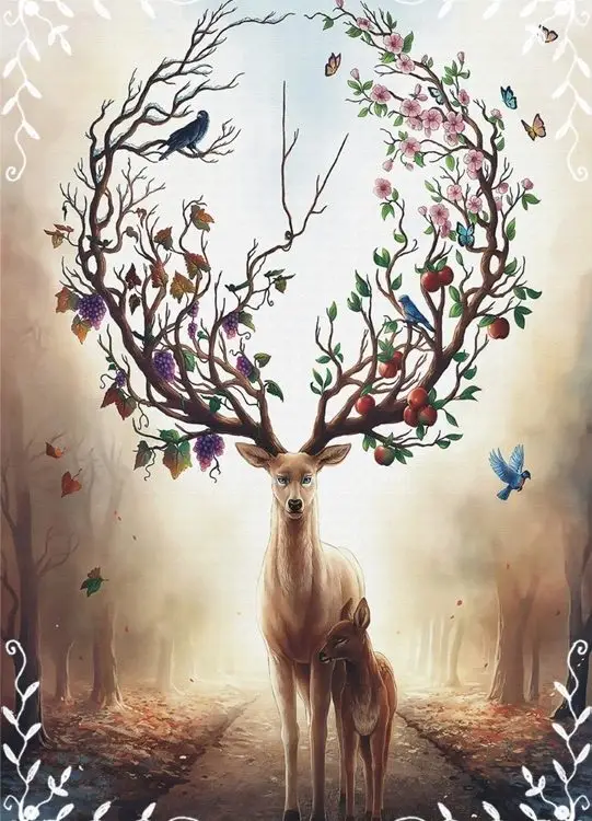 yasam dongusu masalsı geyik 3d hayvan temali duvar kagidi