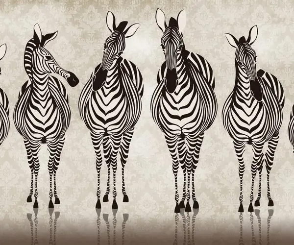 grafik ritim altili zebra 3d hayvan temali duvar kagidi