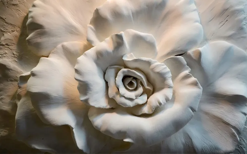 naturel alci beyazi dev gul rolyef duvar kagidi