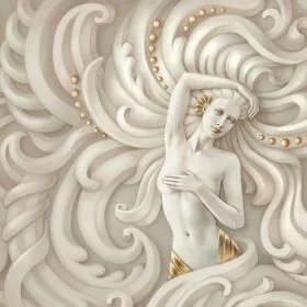 inci detayli sanatsal kadin figurlu rolyef duvar kagidi