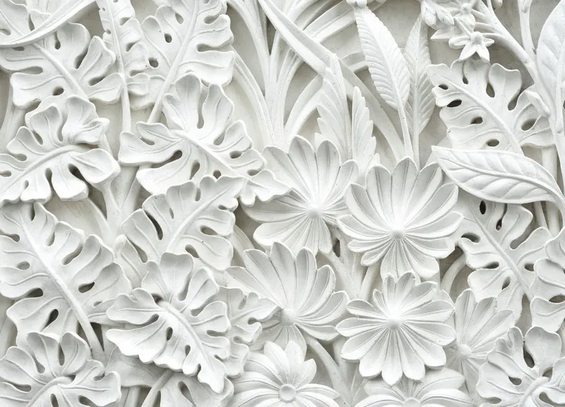 yelpaze palmiyesi ve starlice rolyef sanat duvar kagidi
