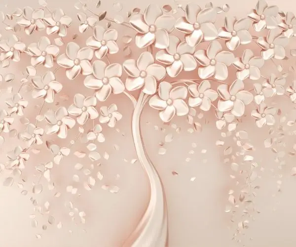 isiltili rose gold mucevher agaci rolyef duvar kagidi