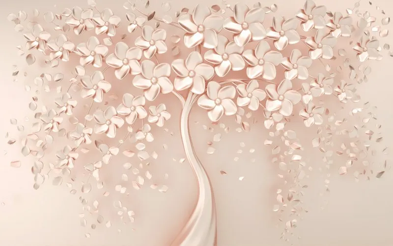 isiltili rose gold mucevher agaci rolyef duvar kagidi