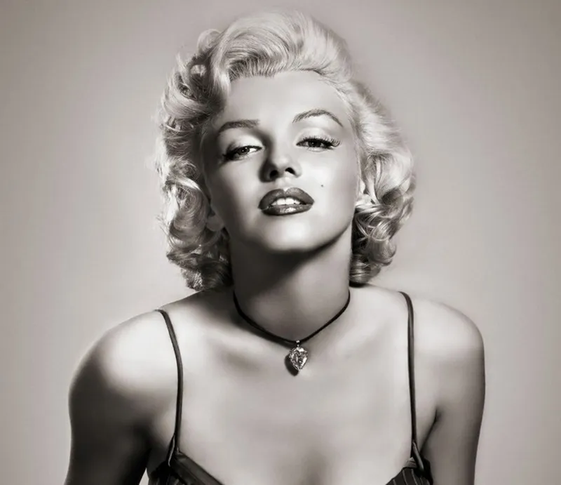 modern iç mekanlar için siyah beyaz Marilyn Monroe portre desenli dijital baskı duvar kağıdı.