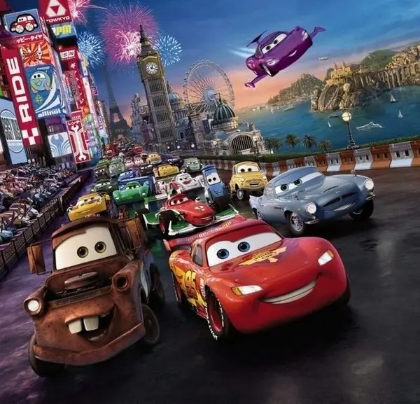 yaris heyecani simsek mcqueen ve arabalar dunya turu 3d cocuk odasi duvar kagidi