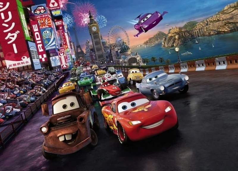 yaris heyecani simsek mcqueen ve arabalar dunya turu 3d cocuk odasi duvar kagidi