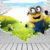 surpriz bahce neseli minionlar 3d kirik duvar cocuk odasi duvar kagidi