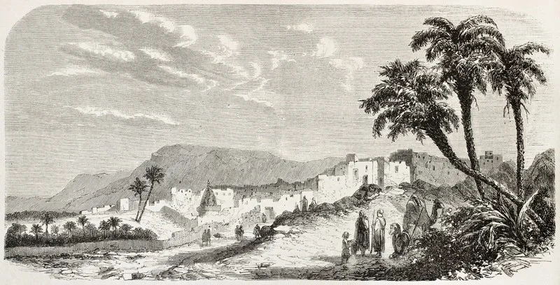 Trendyol palmiye ağaçlı ve develerle kervan desenli oryantalist duvar posteri bursa ve Hepsiburada tarihi Orta Doğu köy manzaralı duvar kağıdı modelleri bursa