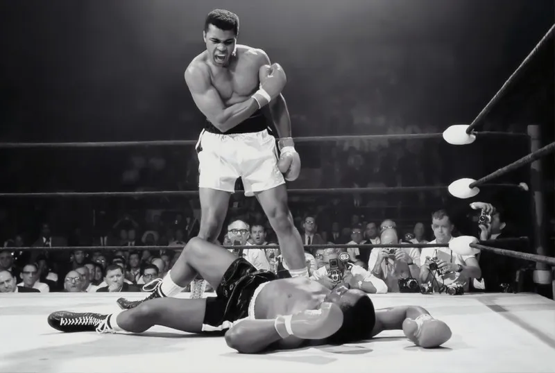 Trendyol siyah beyaz Muhammad Ali Sonny Liston nakavt anı duvar kağıdı ve Hepsiburada efsane boksör boks maçı poster bursa