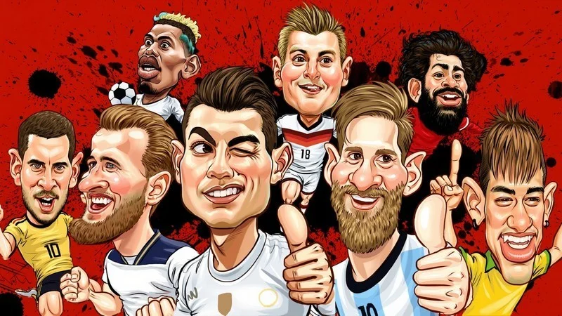Trendyol futbolcu karikatürleri duvar kağıdı ve Hepsiburada Ronaldo Messi Neymar karikatür poster bursa