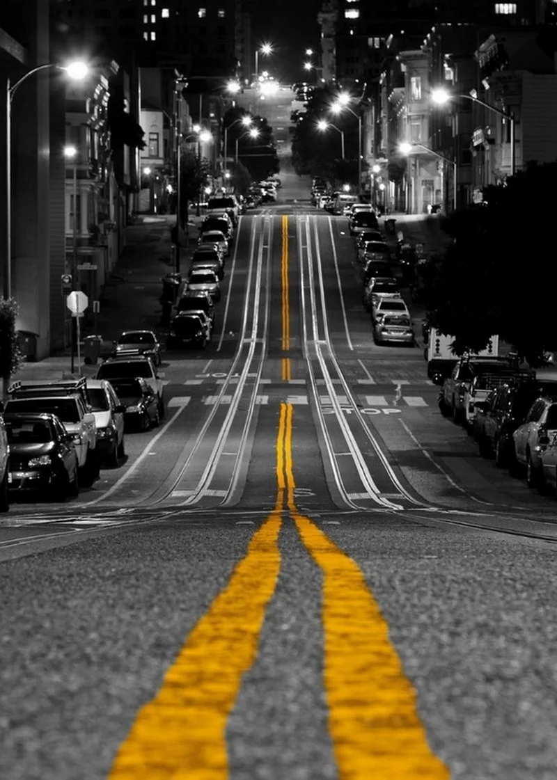 san francisco yokusu ve sari cizgiler 3d duvar kagidi