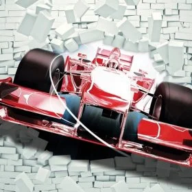 dinamik kirmizi f1 yaris arabasi 3d duvar kirigi tasarim duvar kagidi