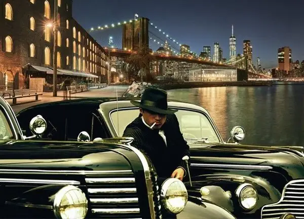 karizma new york gecesi ve klasik araba 3d duvar kagidi