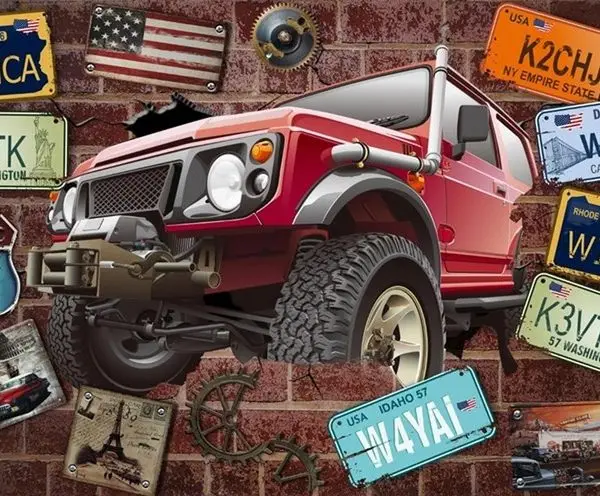 maceraci off road arazi araci ve retro plaka duvar kagidi